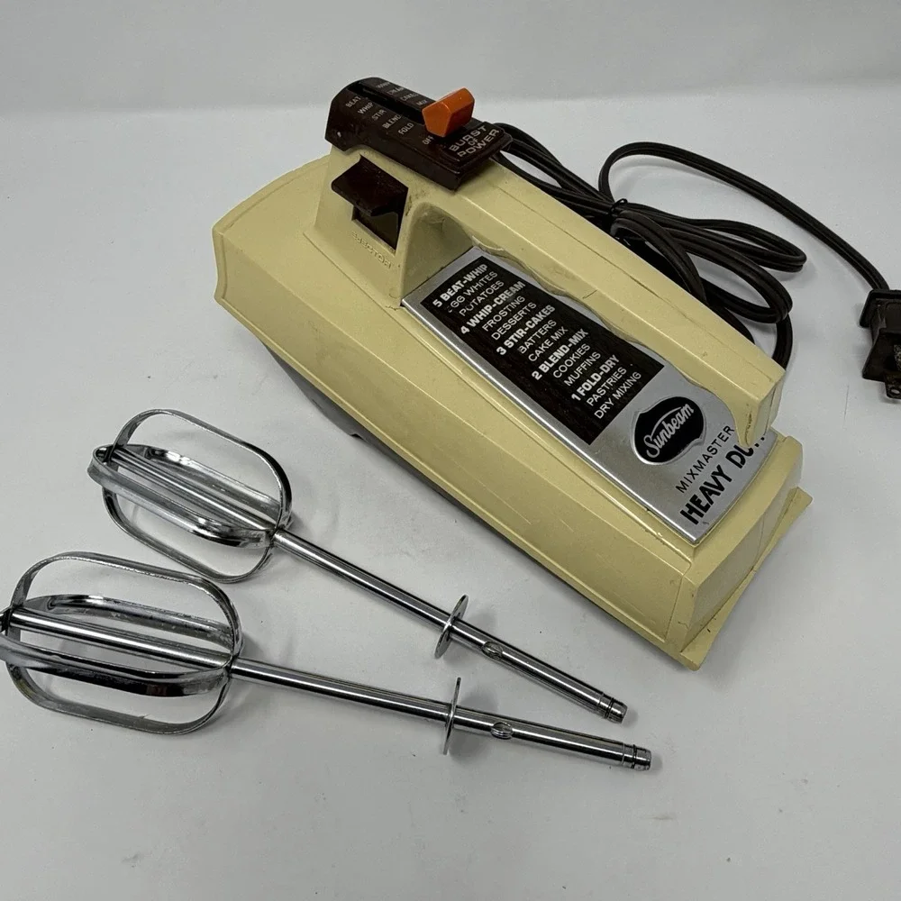Vintage Sunbeam Mixmaster Hand Mixer 5 Speed Burst Of Power Mixer Only w/ Beater